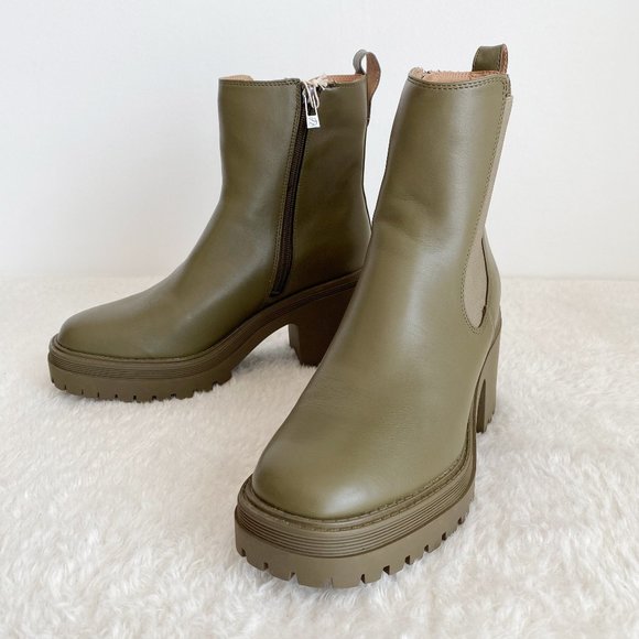 Sam&Libby Women's Camila Block Heel Boot Side Zip, Moss Green, Size 8 / 8.5 - Picture 8 of 15